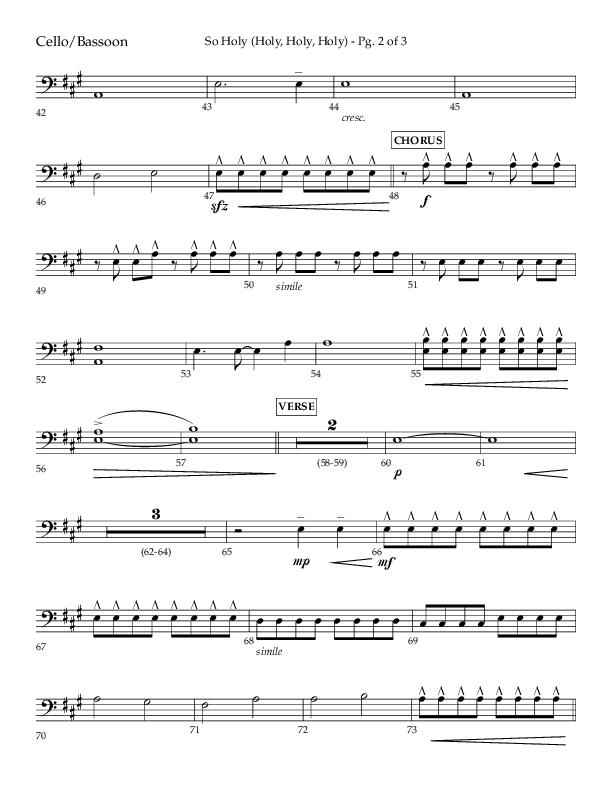 So Holy (Holy Holy Holy) (Choral Anthem SATB) Cello (Lifeway Choral / Arr. John Bolin / Orch. Cliff Duren)