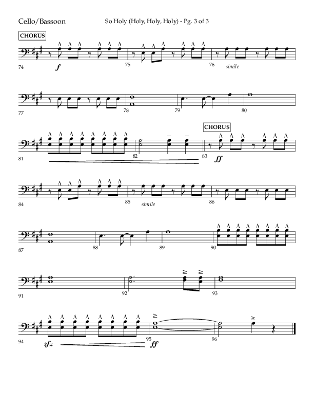 So Holy (Holy Holy Holy) (Choral Anthem SATB) Cello (Lifeway Choral / Arr. John Bolin / Orch. Cliff Duren)