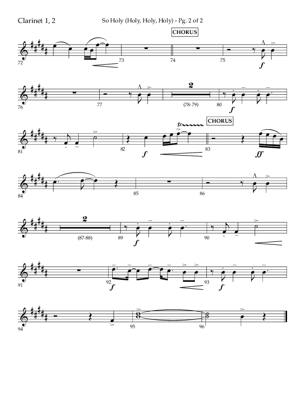 So Holy (Holy Holy Holy) (Choral Anthem SATB) Clarinet 1/2 (Lifeway Choral / Arr. John Bolin / Orch. Cliff Duren)