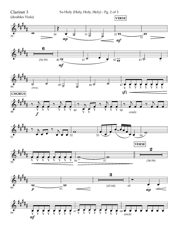 So Holy (Holy Holy Holy) (Choral Anthem SATB) Clarinet 3 (Lifeway Choral / Arr. John Bolin / Orch. Cliff Duren)