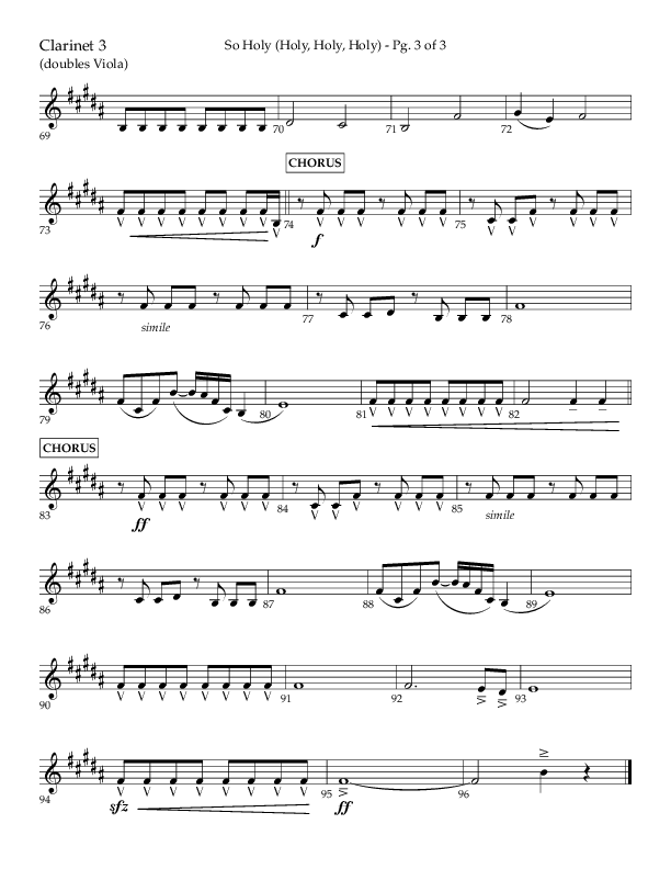 So Holy (Holy Holy Holy) (Choral Anthem SATB) Clarinet 3 (Lifeway Choral / Arr. John Bolin / Orch. Cliff Duren)