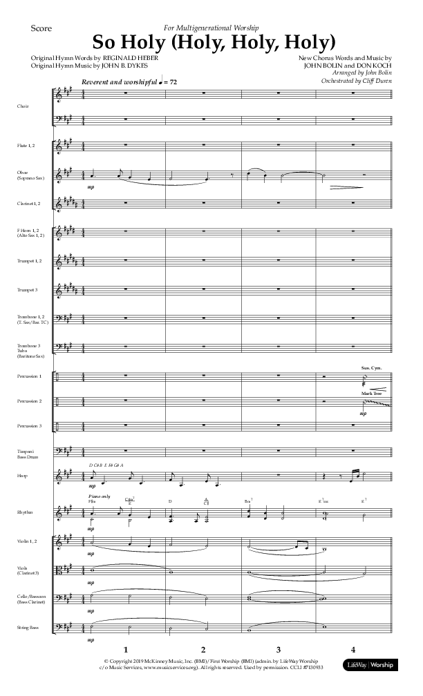 So Holy (Holy Holy Holy) (Choral Anthem SATB) Orchestration (Lifeway Choral / Arr. John Bolin / Orch. Cliff Duren)