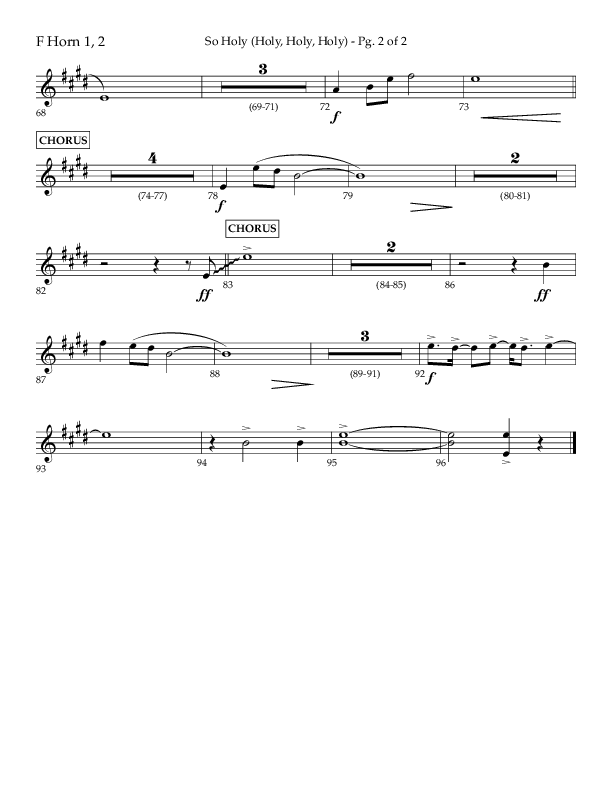 So Holy (Holy Holy Holy) (Choral Anthem SATB) French Horn 1/2 (Lifeway Choral / Arr. John Bolin / Orch. Cliff Duren)