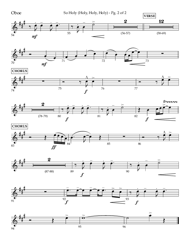 So Holy (Holy Holy Holy) (Choral Anthem SATB) Oboe (Lifeway Choral / Arr. John Bolin / Orch. Cliff Duren)