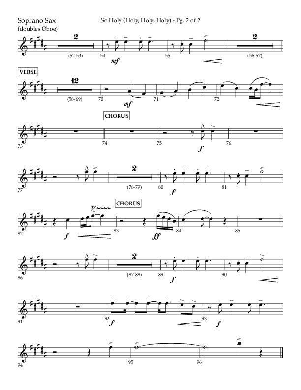 So Holy (Holy Holy Holy) (Choral Anthem SATB) Soprano Sax (Lifeway Choral / Arr. John Bolin / Orch. Cliff Duren)