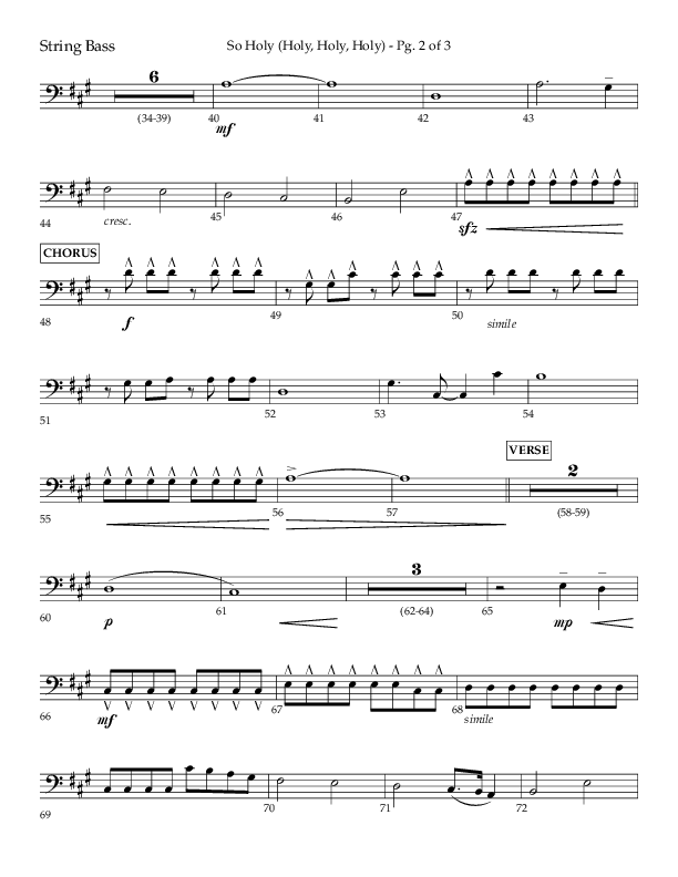 So Holy (Holy Holy Holy) (Choral Anthem SATB) String Bass (Lifeway Choral / Arr. John Bolin / Orch. Cliff Duren)