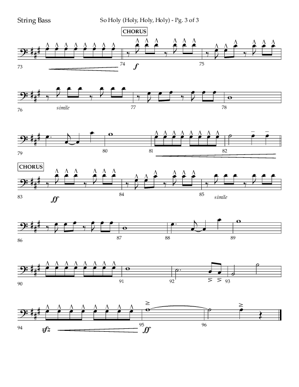 So Holy (Holy Holy Holy) (Choral Anthem SATB) String Bass (Lifeway Choral / Arr. John Bolin / Orch. Cliff Duren)