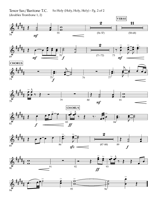 So Holy (Holy Holy Holy) (Choral Anthem SATB) Tenor Sax/Baritone T.C. (Lifeway Choral / Arr. John Bolin / Orch. Cliff Duren)