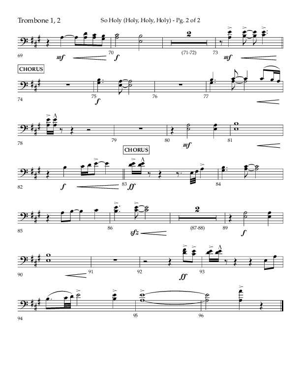 So Holy (Holy Holy Holy) (Choral Anthem SATB) Trombone 1/2 (Lifeway Choral / Arr. John Bolin / Orch. Cliff Duren)