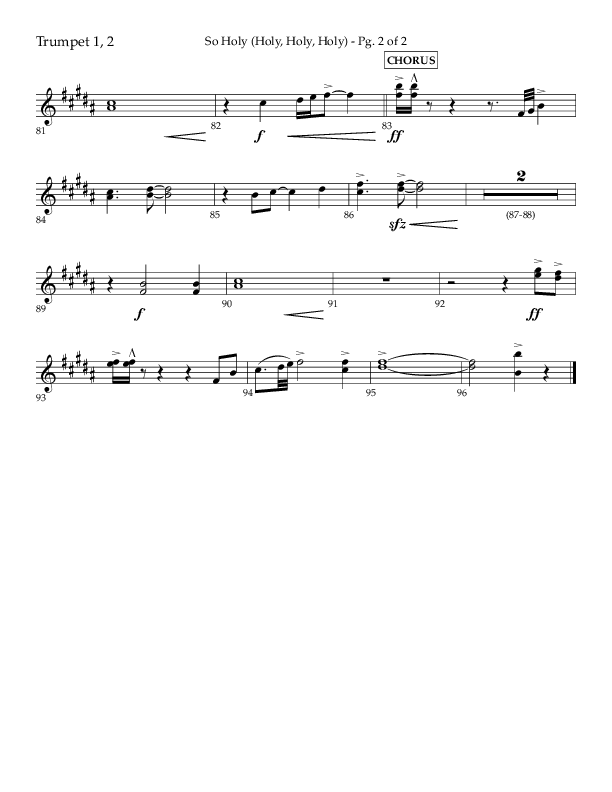 So Holy (Holy Holy Holy) (Choral Anthem SATB) Trumpet 1,2 (Lifeway Choral / Arr. John Bolin / Orch. Cliff Duren)