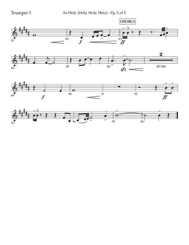 So Holy (Holy Holy Holy) (Choral Anthem SATB) Trumpet 3 (Lifeway Choral / Arr. John Bolin / Orch. Cliff Duren)