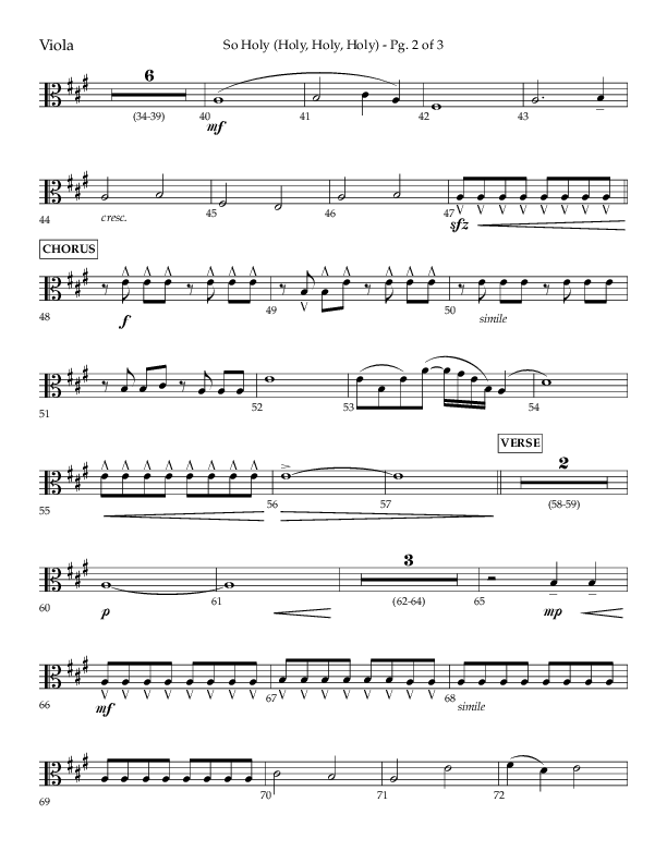 So Holy (Holy Holy Holy) (Choral Anthem SATB) Viola (Lifeway Choral / Arr. John Bolin / Orch. Cliff Duren)