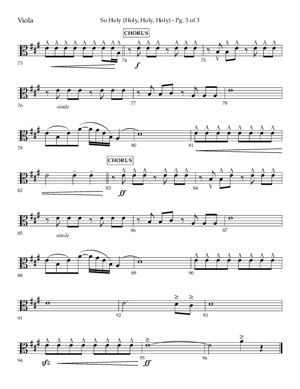 So Holy (Holy Holy Holy) (Choral Anthem SATB) Viola (Lifeway Choral / Arr. John Bolin / Orch. Cliff Duren)