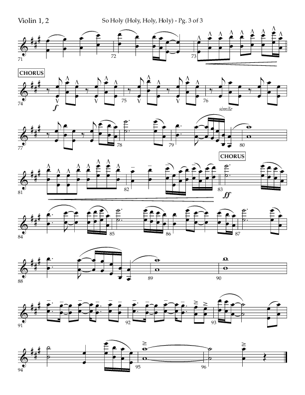 So Holy (Holy Holy Holy) (Choral Anthem SATB) Violin 1/2 (Lifeway Choral / Arr. John Bolin / Orch. Cliff Duren)