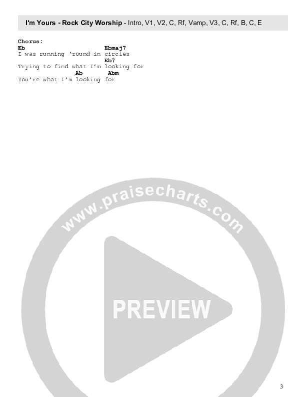 I'm Yours Chord Chart (Rock City Worship)