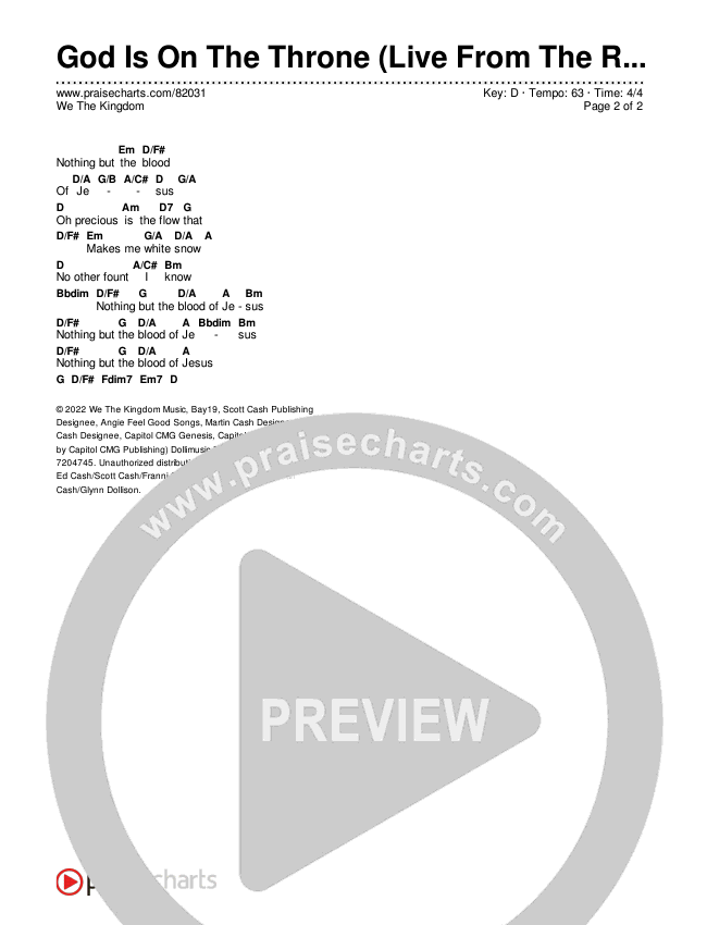 God Is On The Throne (Live From The Ryman) Chords & Lyrics (We The Kingdom)