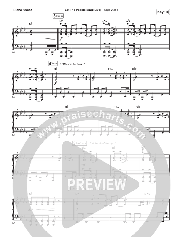 Let The People Sing (Live) Piano Sheet (Jesus Culture)