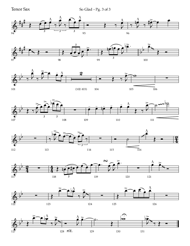 So Glad with Love Lifted Me (Choral Anthem SATB) Tenor Sax 1 (Lifeway Choral / Arr. Bradley Knight)
