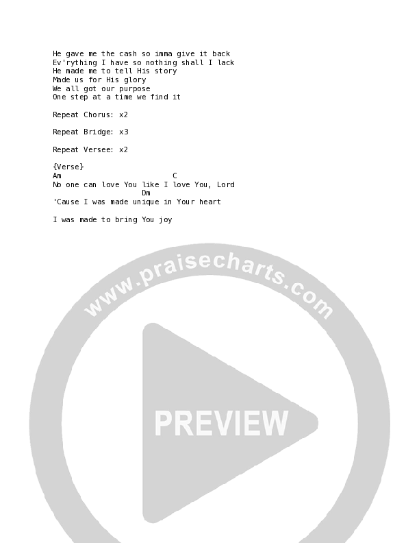 No One Else Chord Chart (Vineyard Kids)