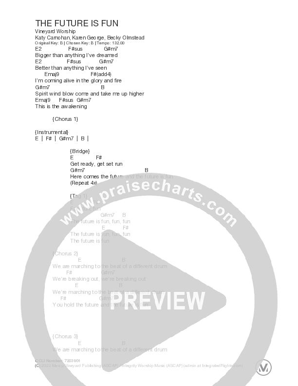 The Future Is Fun Chord Chart (Vineyard Kids)