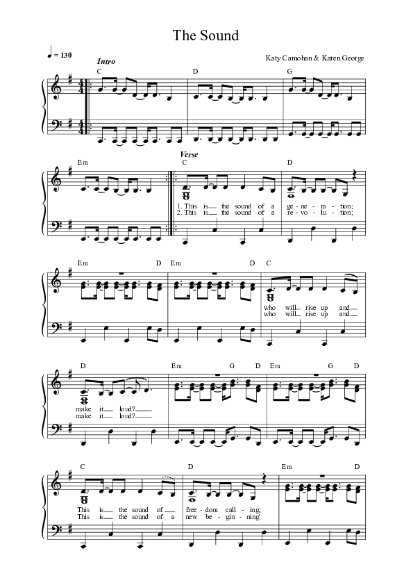 The Sound Lead Sheet Melody (Vineyard Kids)