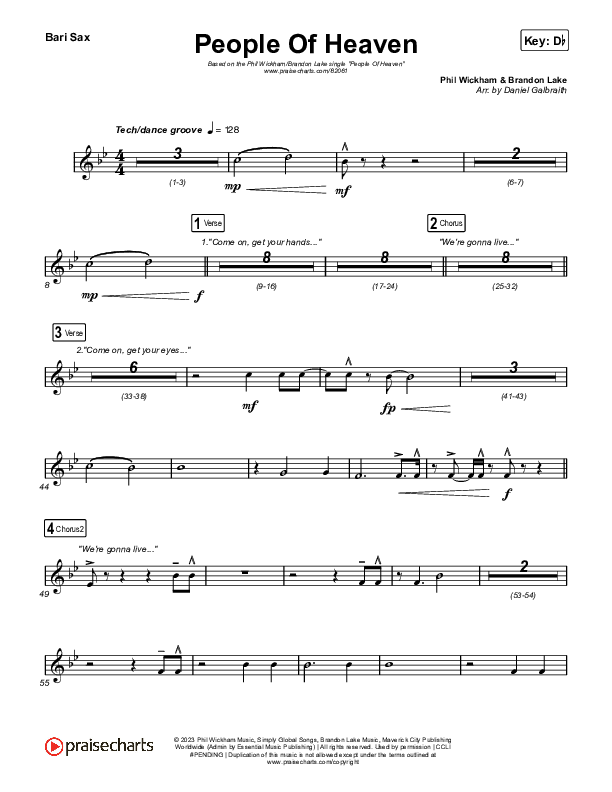 People Of Heaven Bari Sax (Phil Wickham / Brandon Lake)