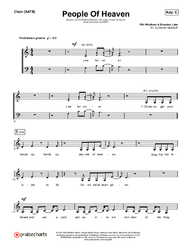 People Of Heaven Choir Sheet (SATB) (Phil Wickham / Brandon Lake)