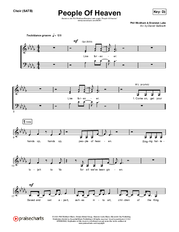 People Of Heaven Choir Sheet (SATB) (Phil Wickham / Brandon Lake)