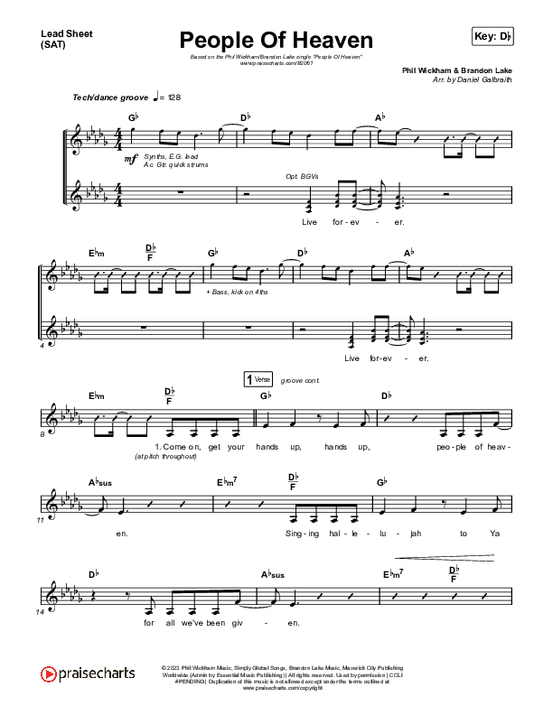 People Of Heaven Lead Sheet (SAT) (Phil Wickham / Brandon Lake)