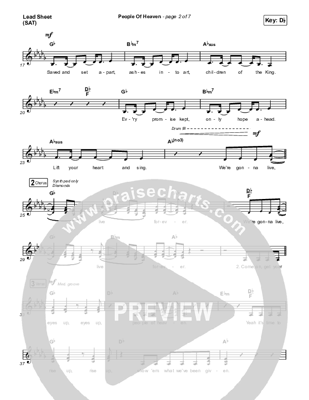 People Of Heaven Lead Sheet (SAT) (Phil Wickham / Brandon Lake)