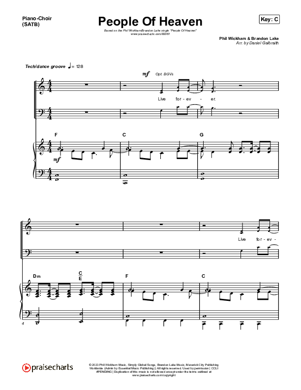 People Of Heaven Piano/Vocal (SATB) (Phil Wickham / Brandon Lake)