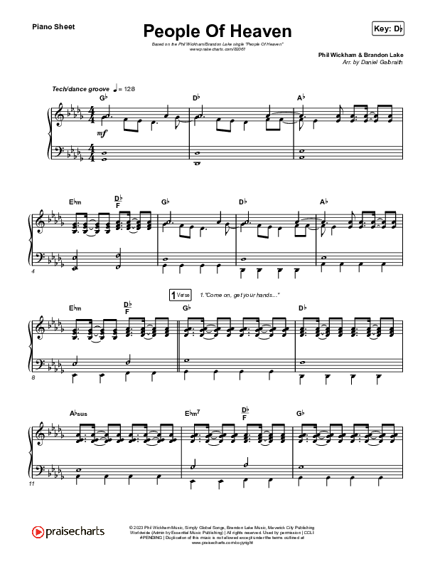 People Of Heaven Piano Sheet (Phil Wickham / Brandon Lake)