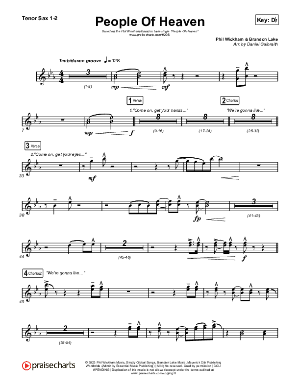 People Of Heaven Tenor Sax 1,2 (Phil Wickham / Brandon Lake)