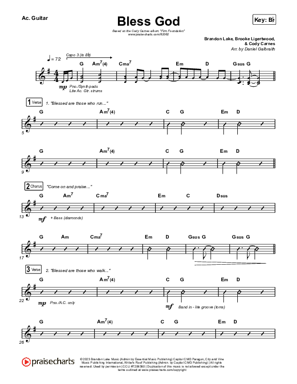 Bless God (Live) Acoustic Guitar (Cody Carnes)