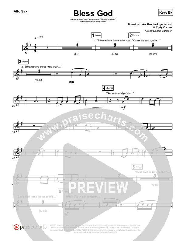 Bless God (Live) Sax Pack (Cody Carnes)