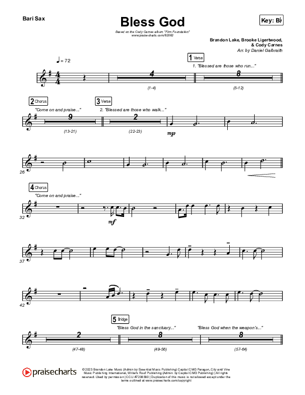 Bless God (Live) Bari Sax (Cody Carnes)