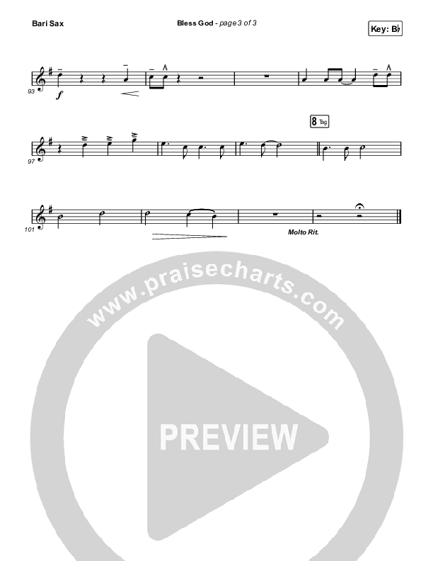 Bless God (Live) Bari Sax (Cody Carnes)