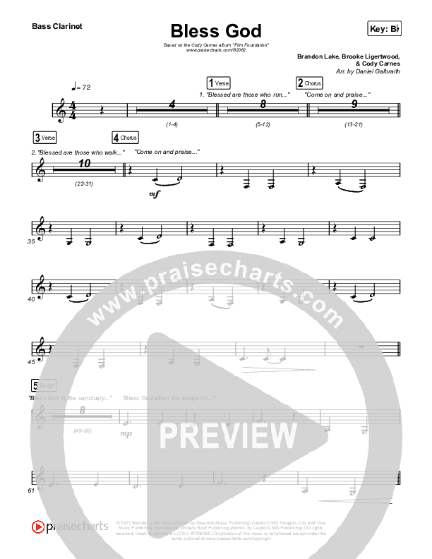 Bless God (Live) Bass Clarinet (Cody Carnes)