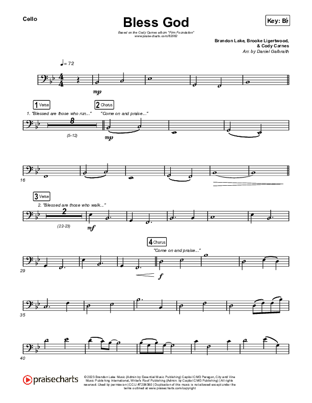 Bless God (Live) Cello (Cody Carnes)