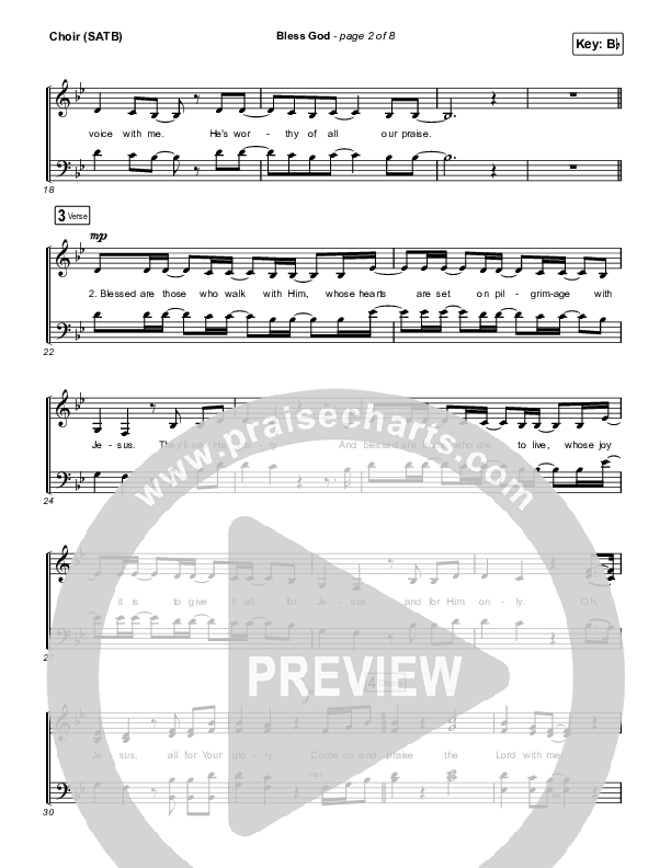 Bless God (Live) Choir Sheet (SATB) (Cody Carnes)