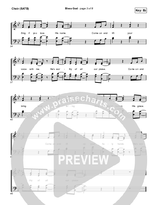 Bless God (Live) Choir Sheet (SATB) (Cody Carnes)