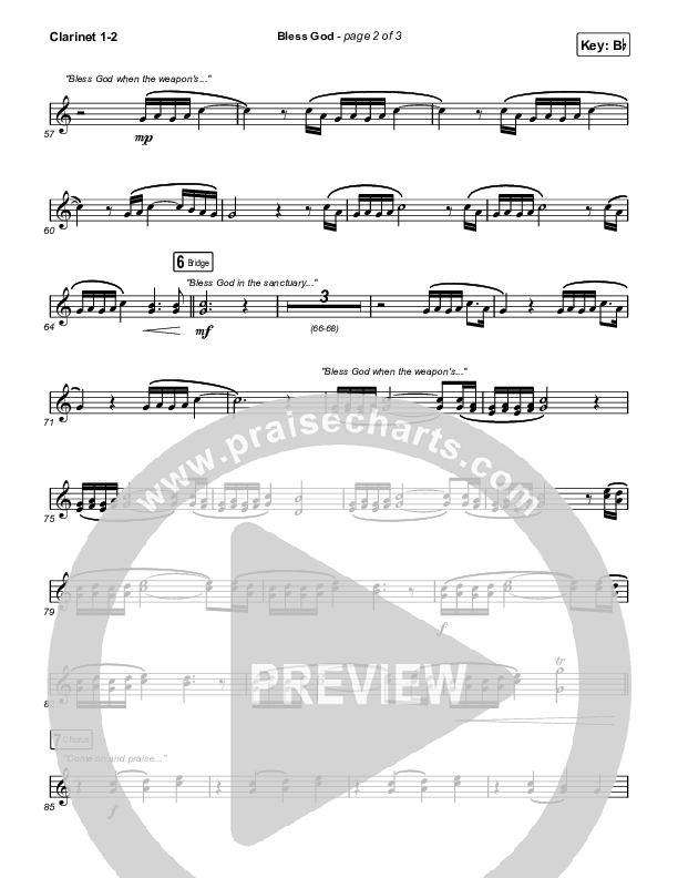 Bless God (Live) Clarinet 1/2 (Cody Carnes)