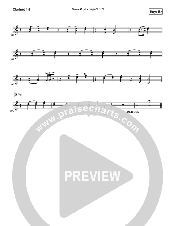 Bless God (Live) Clarinet 1/2 (Cody Carnes)