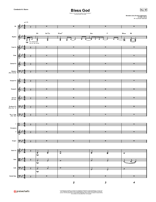 Bless God (Live) Conductor's Score (Cody Carnes)