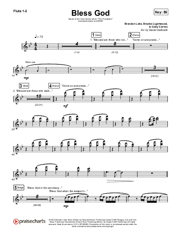 Bless God (Live) Flute 1,2 (Cody Carnes)