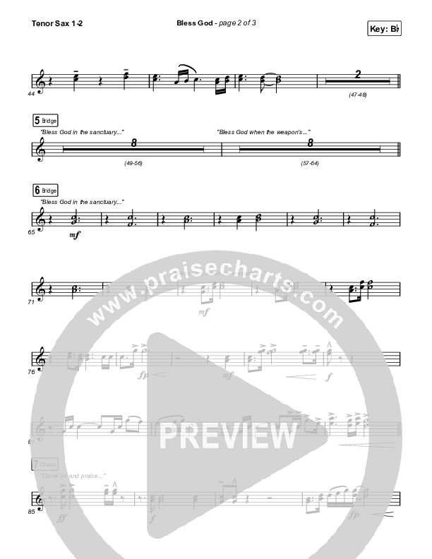 Bless God (Live) Tenor Sax 1,2 (Cody Carnes)