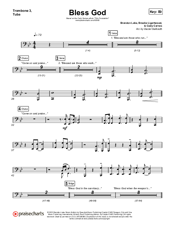 Bless God (Live) Trombone 3/Tuba (Cody Carnes)