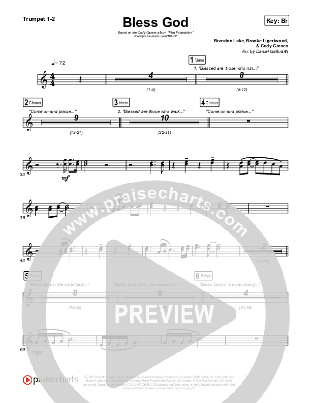 Bless God (Live) Brass Pack (Cody Carnes)