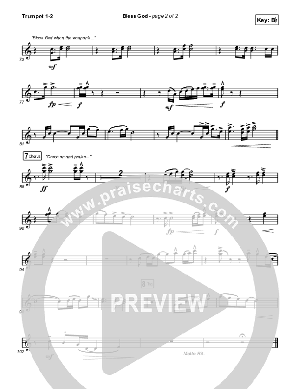 Bless God (Live) Trumpet 1,2 (Cody Carnes)