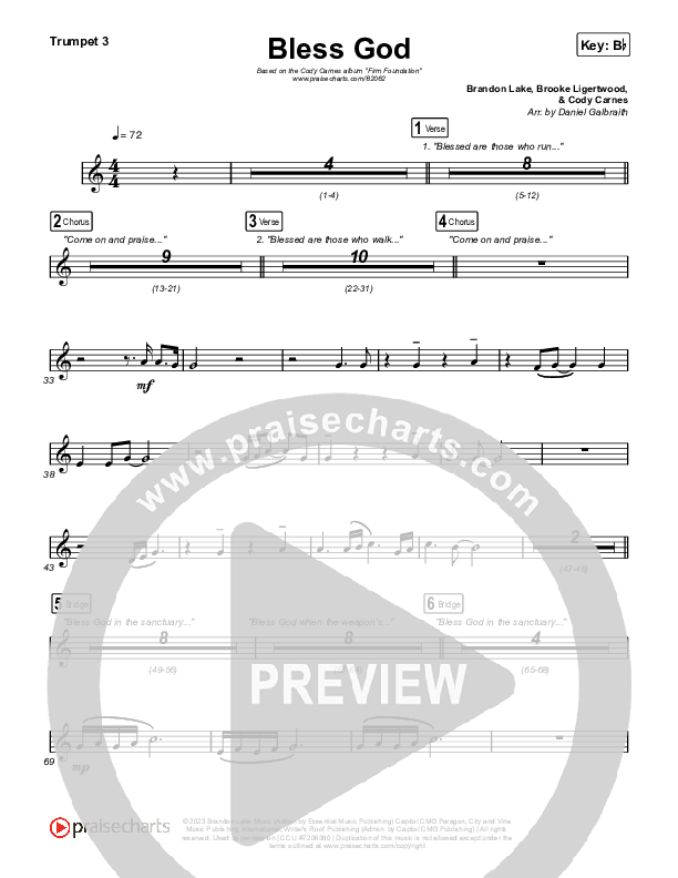 Bless God (Live) Trumpet 3 (Cody Carnes)